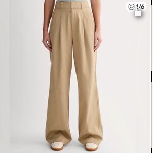 Everlane Draper Wide Leg Tailored Pants Tan 2 (short)